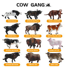 12 Bull Cow Animal Figure Decoration Miniature Statue Playset Ornament Play Set picture