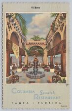1948 Tampa Florida Columbia Restaurant Spanish Vintage Linen Postcard Patio picture