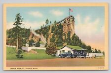 Castle Rock St Ignace Michigan Linen Postcard No 4779 picture
