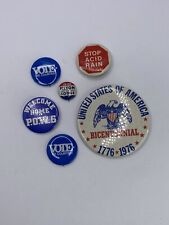 Vintage Button Nixon Agnew Pins Bicentennial VOTE Political POW Stop Acid Rain￼ picture