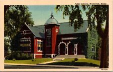 Linen Postcard Public Library in Waterville, Maine picture