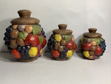 3~1971~Vintage Large Fruit Brunch Shaped Cookie Jar Canisters Set ~C9 picture