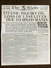 TITANIC DISASTER 19TH APRIL 1912 NEWSPAPER COVER POSTER, THE GLOBE NEW YORK picture