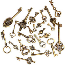 46* Old Vintage Antique Skeleton Keys Lot Large Small Necklace Pendant Bronze picture