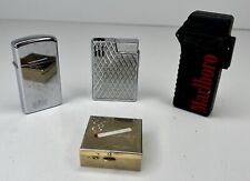 Vintage Lighter Lot Of 3 Zippo Marlboro Scripto Flame + Brushed Chrome Ashtray picture