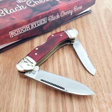 Rough Ryder Pocket Knife Stainless Steel Blades Black Cherry Smooth Bone Handle picture