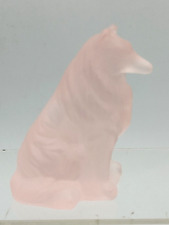 Vintage Mosser Glass COLLIE Dog Figurine~Satin Pink picture