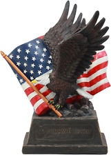 Ebros Patriotic Pride and Honor Bald Eagle Clutching American Flag Statue 10.75