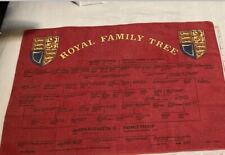 Royal Family Tree Made in Ireland Fabric Print Red Coat of Arms Queen Elizabeth picture