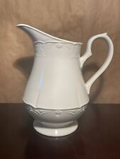 Johnson Brothers  8” Pitcher White Ironstone With A Floral Design Vintage  picture