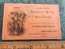 Rare 1867 Adams Country Agricultural Society Fair Ticket Massachusetts MA picture