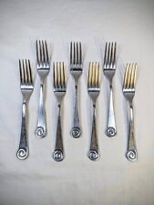 Vintage Helmick Welch Dinner Fork Set Ammonite Bright 18/8 Korea Stainless 7 Pc picture