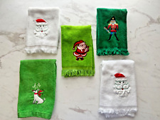 Vintage Appliqued Christmas Hand Towels (Set of 5) Santa, Toy Soldier, Rudolf  picture