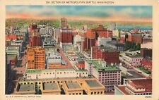 Seattle WA Washington, Metropolitan City Skyline Birds Eye View Vintage Postcard picture