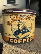 PILOT BRAND Coffee Tin Litho Advertising Can General Coffee St. Louis, Missouri picture