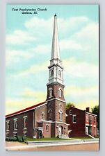 Galena IL-Illinois, First Presbyterian Church, Antique Vintage Souvenir Postcard picture