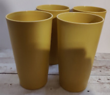 Vintage ~ Tupperware Tumblers ~ Set Of 4 In Harvest Gold ~ 1970's Retro ~ 12 oz picture