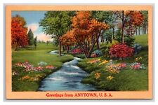 Generic Scenic Greetings Anytown USA Dealer Card UNP Linen Postcard M20 picture