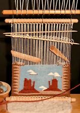 BEAUTIFUL VINTAGE NAVAJO LOOM RUG,RARE ICONIC MONUMENT VALLEY,HANDSPUN WOOL,MINT picture
