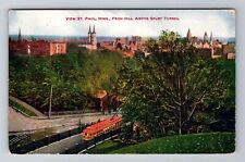 St Paul MN-Minnesota, View From Hill Above Selby Tunnel, Vintage Postcard picture