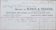 Douglas City, CA 1888 Letterhead, Grocery Liquor Dry Goods, Mason Thayer, Cal picture