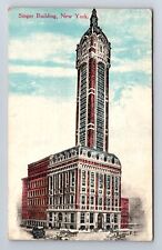New York City, Panoramic the Singer Building, Antique Vintage c1913 Postcard picture