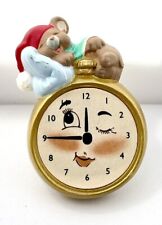 Vintage Hallmark Christmas Lapel Pin Sleeping Mouse Clock picture