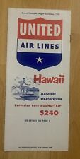 Vintage 1952 United Airlines Hawaii System Timetable Fold Out Brochure picture