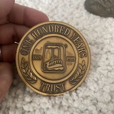 Vintage~Boatman’s Bank 100 Years Trust Round Gold St Louis Sights Paperweight picture