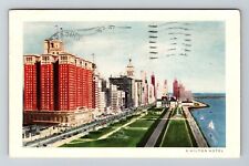 Chicago IL-Illinois The Conrad Hilton Hotel Aerial Landscape Vintage Postcard picture