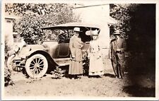 RPPC Two Ladies and Man beside Model T Ford Automobile- Photo Postcard - c1910s picture