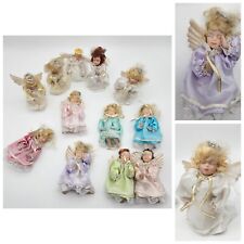 VTG Serene Prayer Angel Figurine Ornament Lot Of 12 Porcelain Wings Hand Painted picture