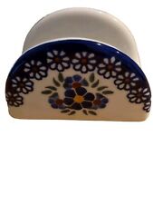 Polish Pottery Napkin Holder Hand Made 4in. picture