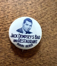 1930s Jack Dempsey Miami Bar and Restaurant Advertising Pinback Button Boxing picture