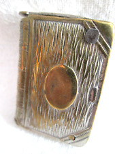 Small Antique Silver on Brass BOOK SHAPED  MATCH SAFE or VESTA  or ??? -  1 3/4