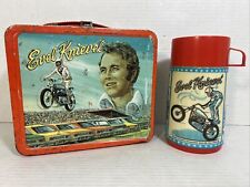 VTG 1974 Evel Knievel Metal Lunch Box With Thermos Aladdin Industries Lunchbox picture