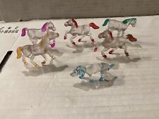 Vintage Miniature Lucite Clear Plastic Horse Toy Lot  (5) & 2 Dogs picture