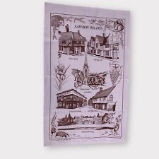 VTG Countryside Art Cotton Tea Towel Landmark Souvenir Saffron Walden Lincs UK picture