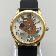 Vtg Armitron Scooby-Doo Watch Women 26mm Gold Tone Black Band New Battery 1998 picture