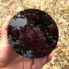 Natural Obsidian Mirror Black Crystal Scrying Plate Home Decoration with Stand picture