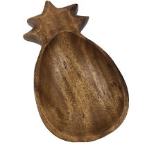 Vintage Pineapple Shaped Bowl Dish Solid Wooden Philippines Decor Boho Serving picture