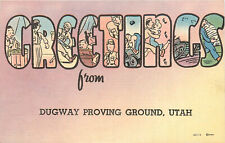 Linen WWII Postcard Large Letter Greetings From Dugway Proving Ground Utah picture