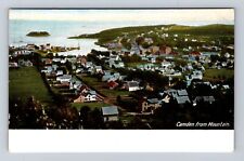 Camden ME-Maine, Aerial From Mountain, Antique, Vintage Souvenir Postcard picture
