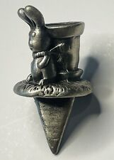 Vintage Pewter Easter Bunny Scarf Ears  Birthday Cake Cupcake 1.25” Collectible picture