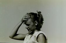 VTG 1950s 35MM NEGATIVE BEACH SCENE BLONDE PONYTAIL HAND ON FOREHEAD 49-26 picture