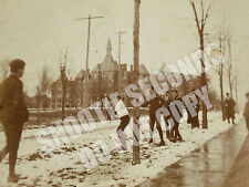 Antique Cabinet Card Photo Husted Children Snowball Fight New York NY picture