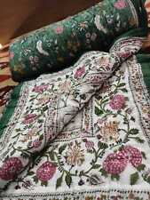 Beautiful Handcrafted Block Print Kantha Quilt Blanket Reversible Cotton Filling picture