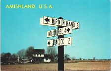 Amishland U.S.A. Postcard1967 Road SignsIntercourse Bird in hand Leacock  picture