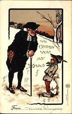 Christmas Boy stealing duck ~old man preacher? ~ UDB c1905 ~ Intl Art ~ Art Deco picture