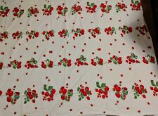 Vintage Red & Green 1950's Strawberries Cotton Tablecloth 53 By 64 picture